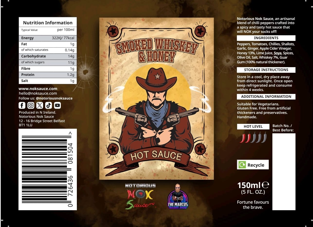 Smoked Whiskey and Honey Hot Sauce - Heat Level 3 ๐ถ๐ถ๐ถ